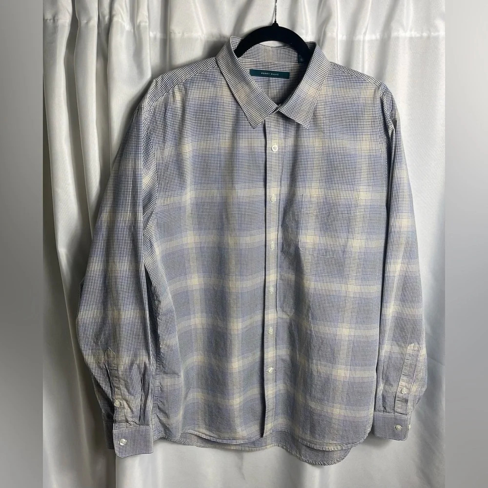 Perry Ellis Button Down Men’s Big and Tall Size XXL 100% Cotton Plaid